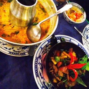 Tom Yum and Beef Loklak from Wok Republik, Siem Reap, Cambodia 